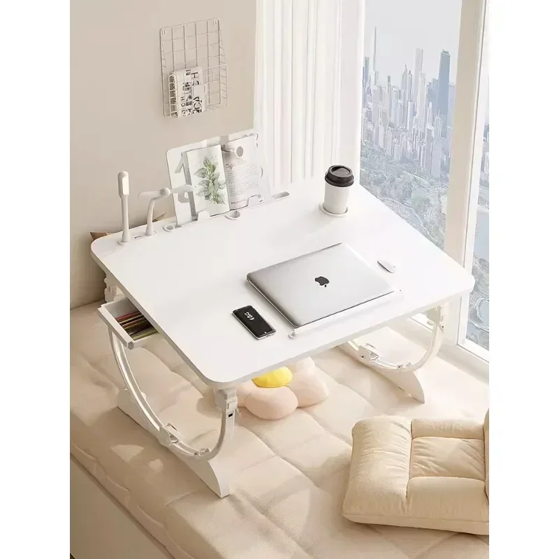 Mesa pequeña en la cama, computadora portátil, mesa plegable, soporte multifuncional, tablero de mesa pequeño, escritorio de escritura elevable y descenso