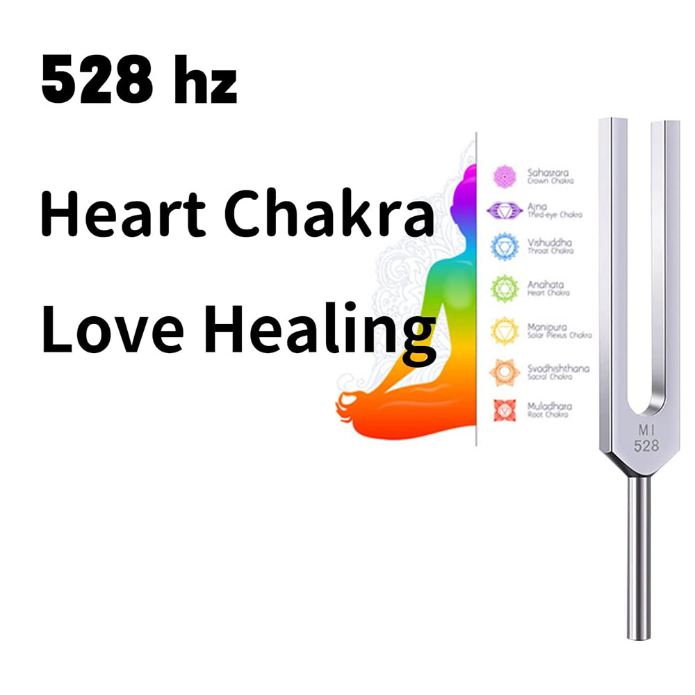 528Hz 音叉アルミ合金音叉サウンドヒーリング瞑想用ベルベットバッグハンマー & クリーニングクロス付き