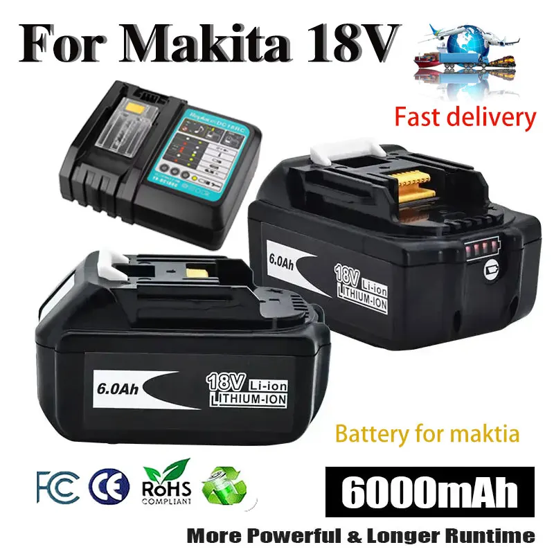 Makita Original Lithium Ion Rechargeable Battery 18V6.0Ah Electric Drill Replacement BatteryBL1860 BL1830 BL1850Tool Batteries