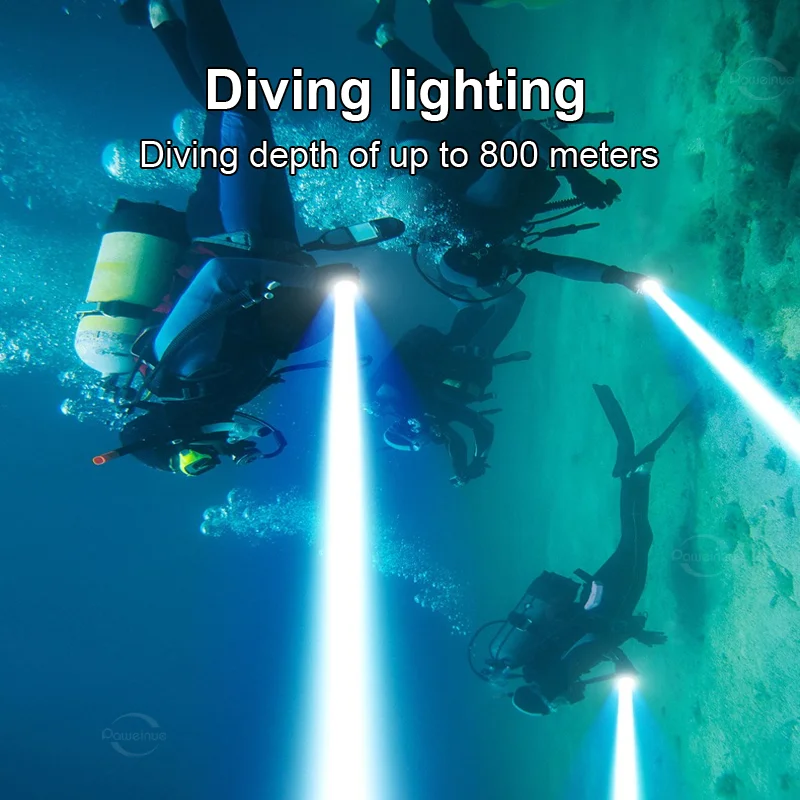 Linterna de buceo XHP160 mejorada de 9000LM, potente linterna subacuática profesional, linterna de buceo recargable, lámpara de buceo impermeable IP8