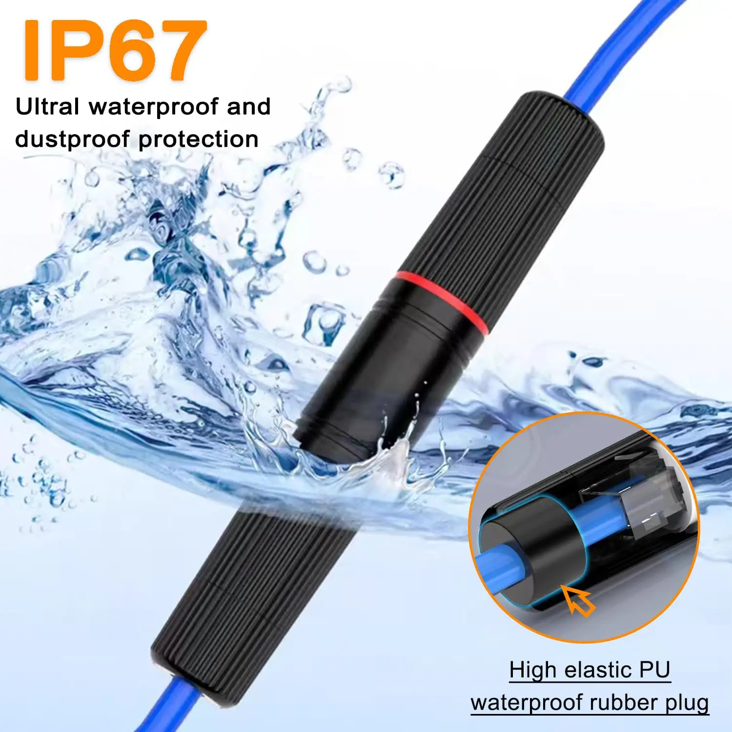 Conector rj45 à prova d'água ip67, cabo de rede ethernet, acoplador externo, adaptador de acoplador lan fêmea para cat5e cat6