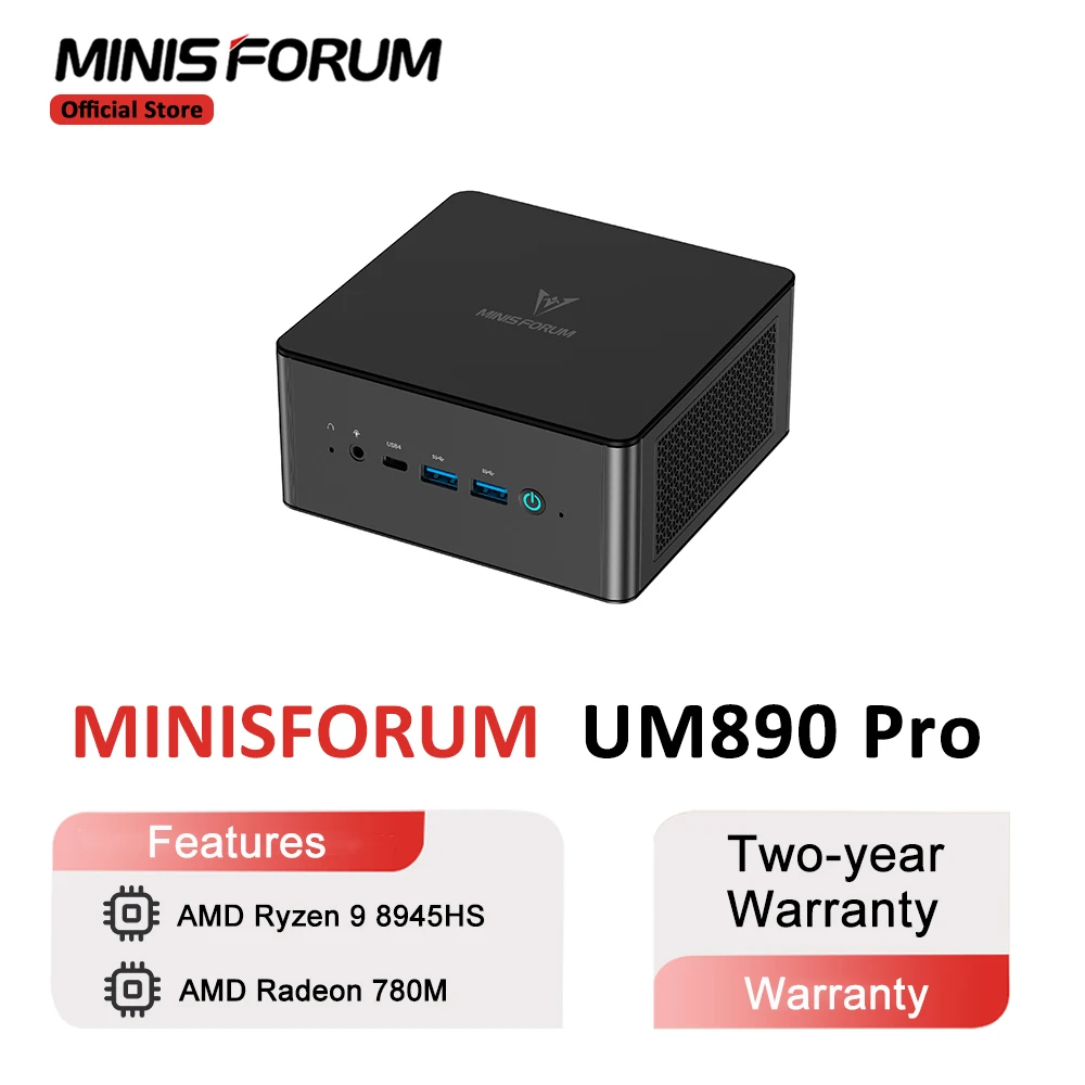 MINISFORUM UM890 Pro Mini PC AMD Ryzen 9 8945HS Windows 11 Mini Computer DDR5 32GB 1TB NVME SSD Oculink DP Wifi6e Gaming Mini PC