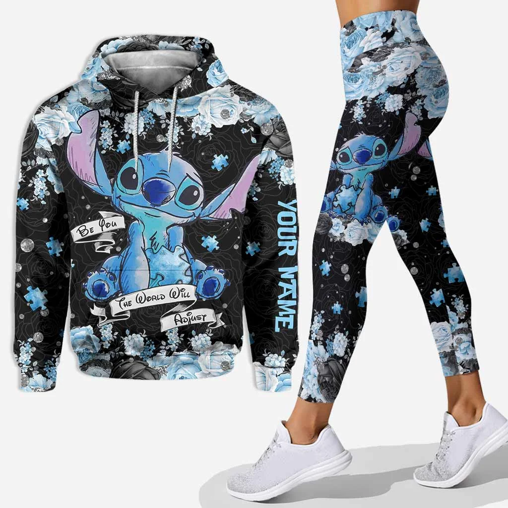 Conjunto de sudadera con capucha y mallas 3D de punto personalizado, pantalones de Yoga informales para mujer, traje con capucha de Yoga de Disney, conjunto de chándal de moda