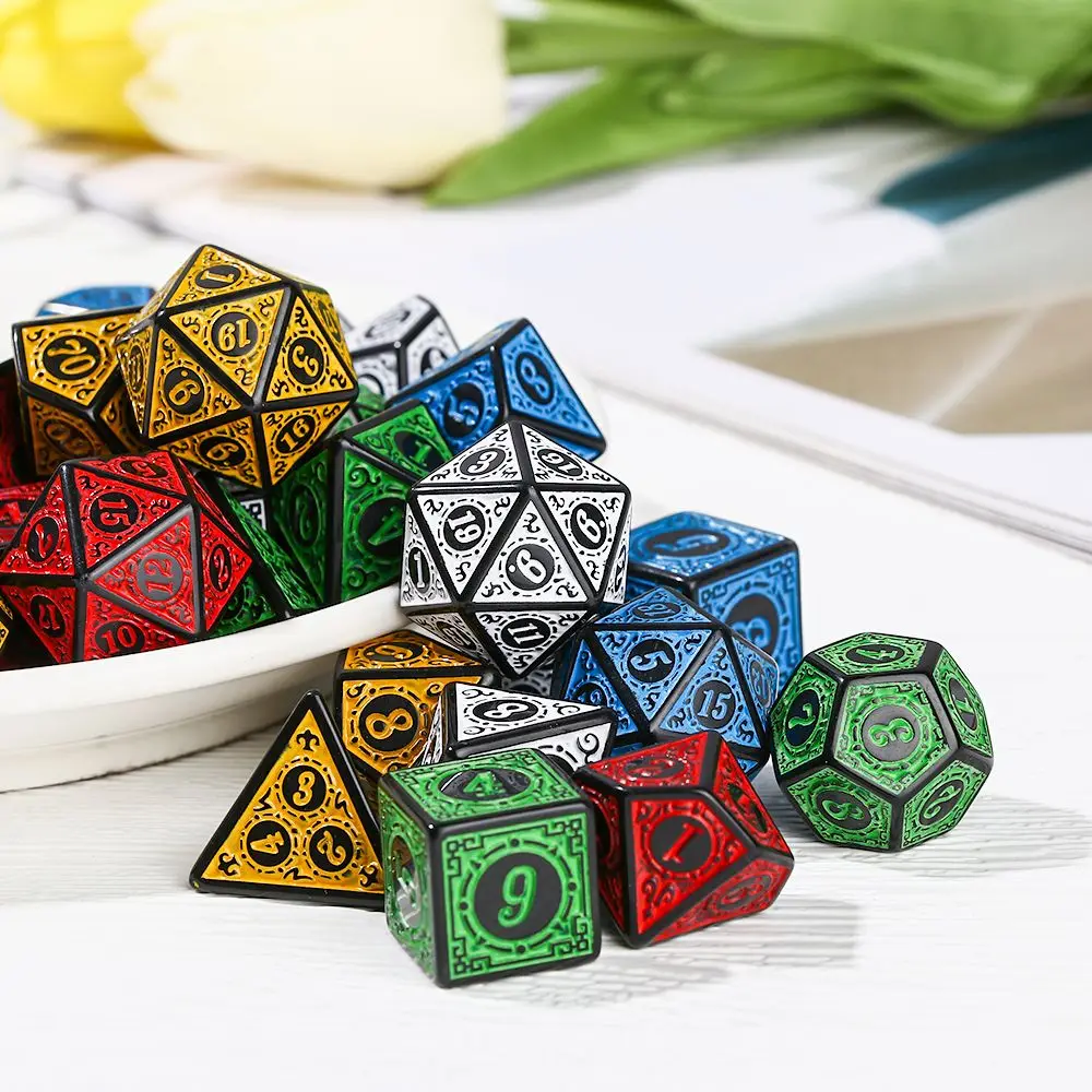 Jeu de dés polyèdres à 7 faces pour TRaf DND, accessoires multi-faces pour jeu de société et de maths