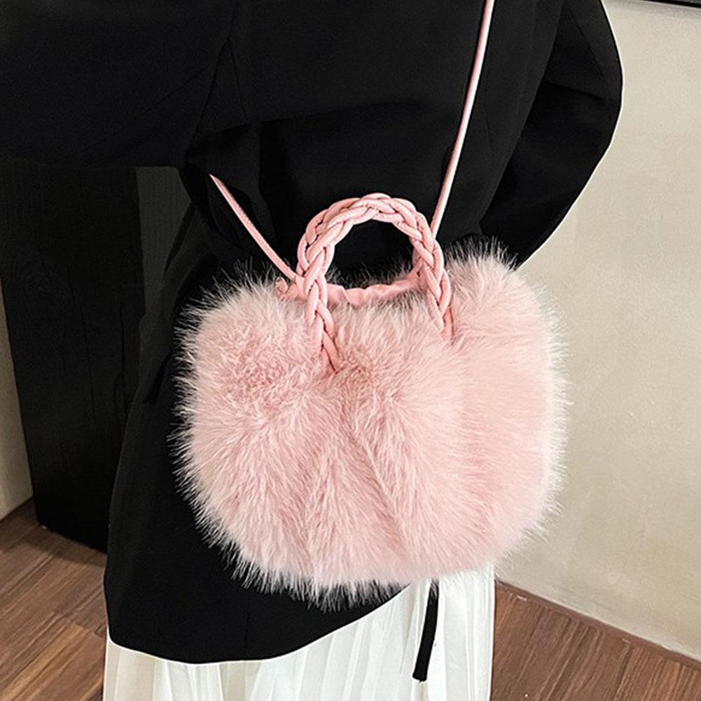 Lindo bolso de calabaza, bolso de mano de piel sintética, cubo de felpa para mujer, diseño de lujo, bolsos de mano para mujer, bolso suave de invierno para chica