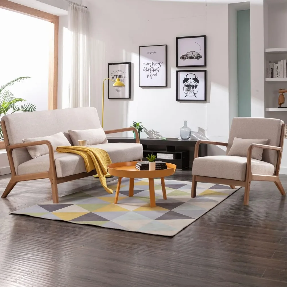 50" Love seat Sofa 2 Seat Mid Century Modern Accent Chair, Uplostered 2 Person Couch Loveseat for Small Place Bedroom