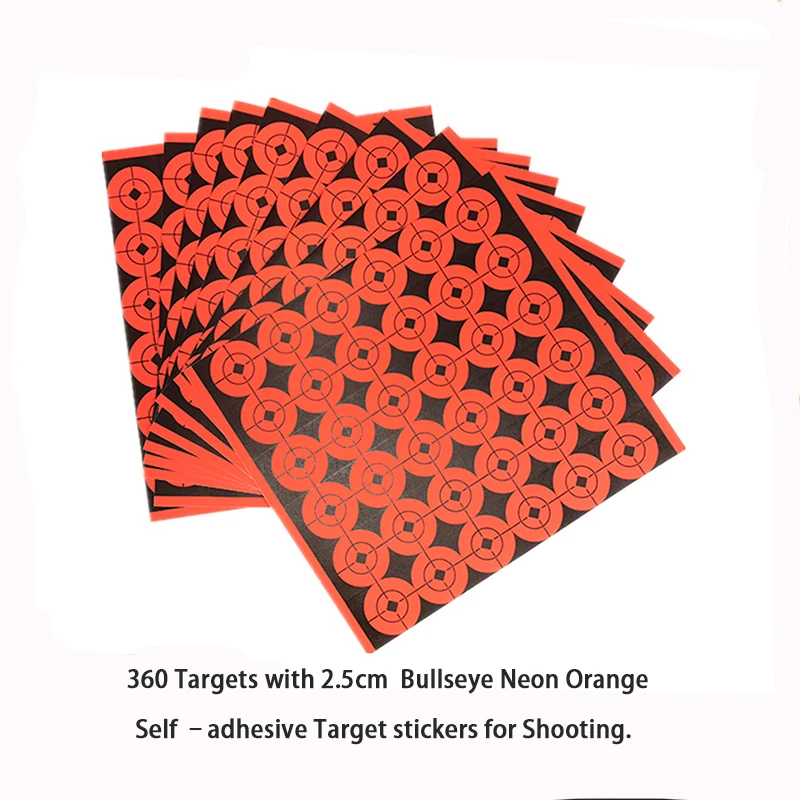 360 alvos com adesivos de alvo autoadesivos Bullseye Neon Orange de 2,5 cm para fotografar.