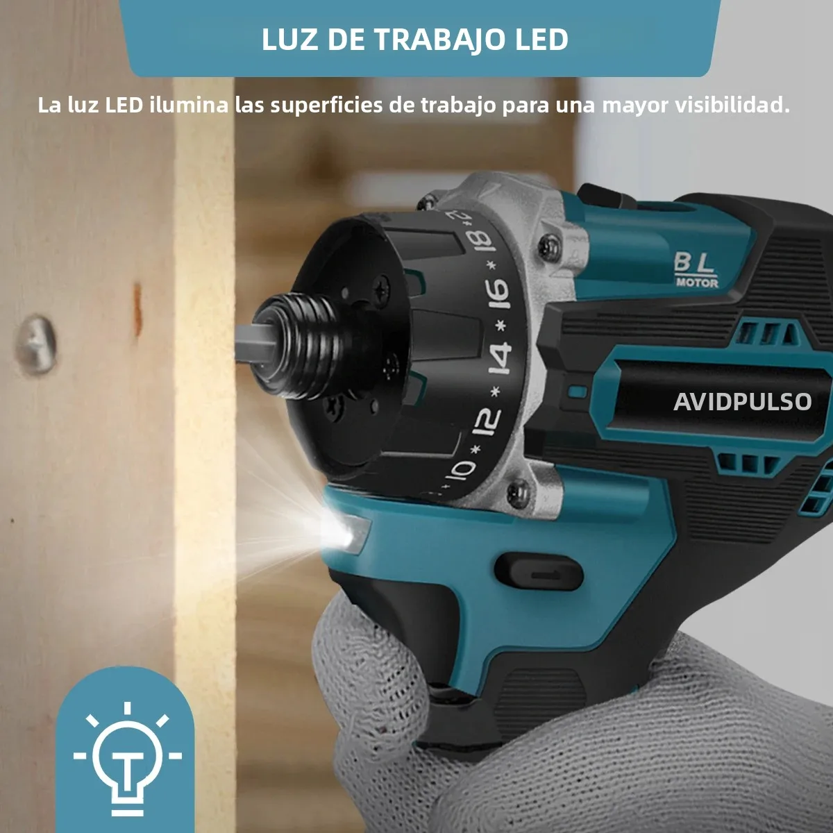 AvidPulse 20 + 1 par 1/4 pulgadas destornillador eléctrico sin escobillas inalámbrico 280N.m taladro eléctrico herramienta eléctrica para batería Makita 18v
