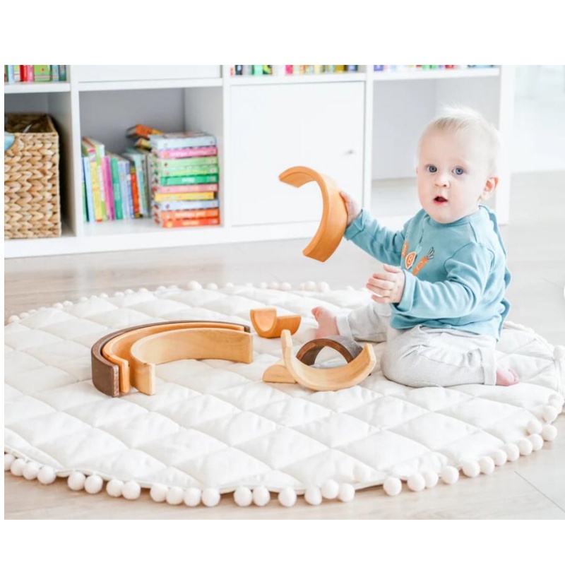 เด็กเล่น 39x39 นิ้วผ้าฝ้าย Crawling เบาะผ้าฝ้ายพรมขนาดใหญ่หนานุ่มล้างทําความสะอาดได้พับชั้น Nursery Decor