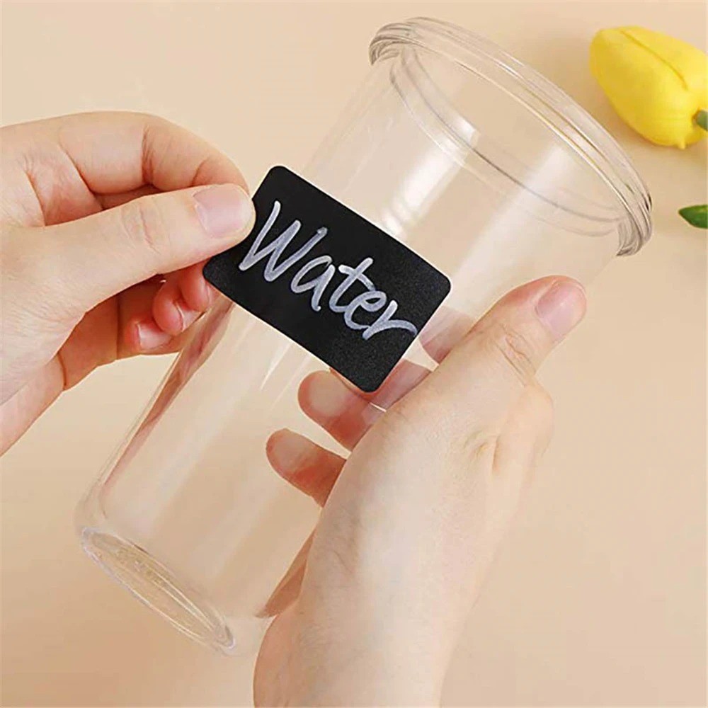 Black Blank DIY Stickers Waterproof Writing Stickers Reusable Blank Sticker for Food Storage Box Stationery Classification Label