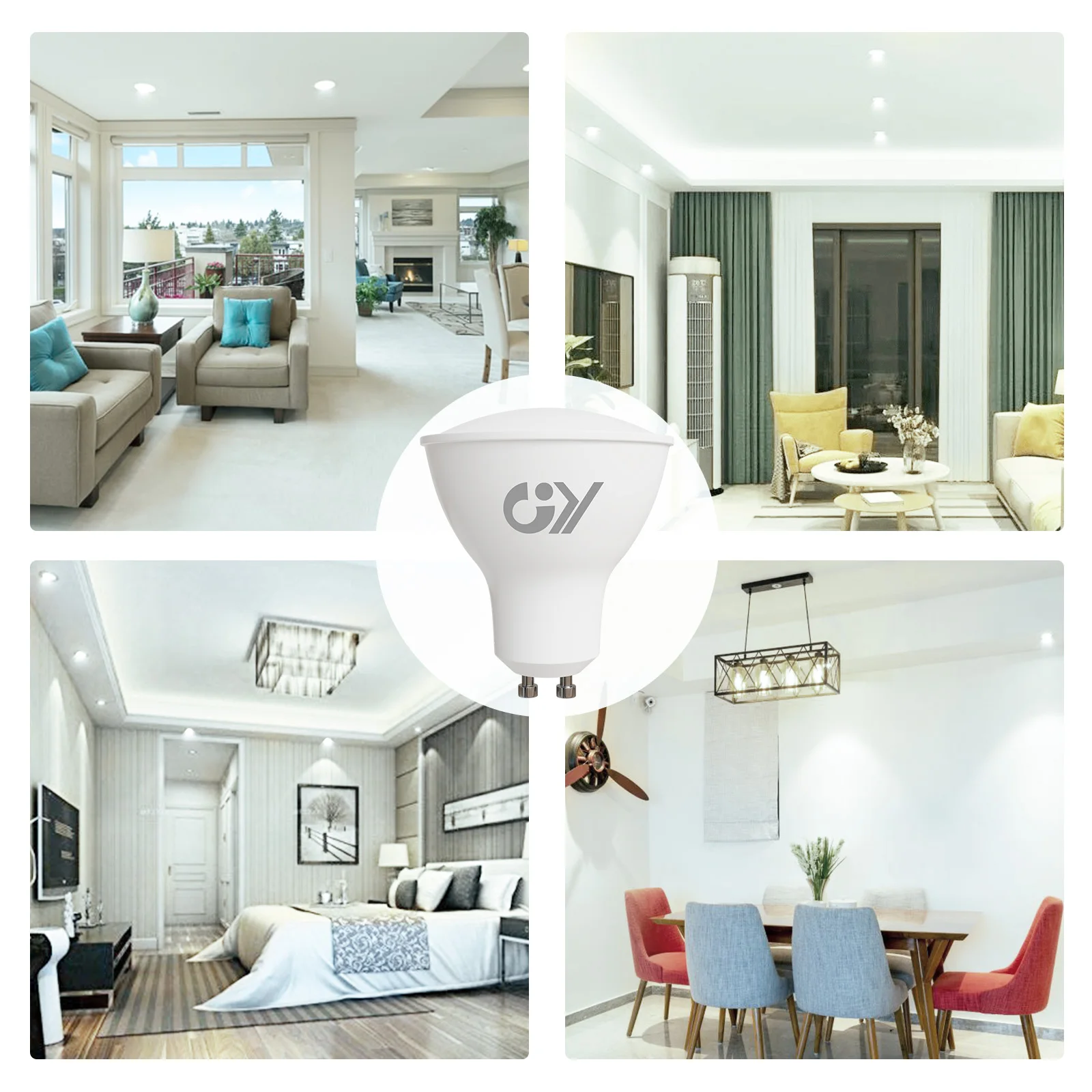 GY GU10 LED Light Bulb 10W 1100 Lumens, 100W Halogen Replacement, 120° Wide Beam Non-dimmable GU10 LED Bulbs