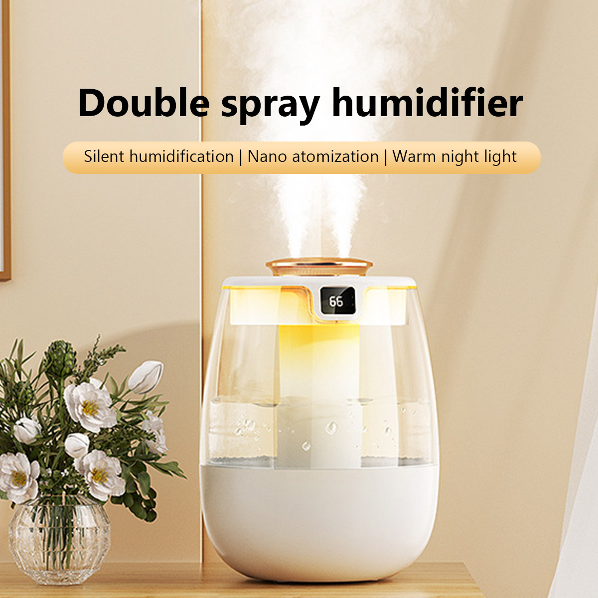 1.3L Luchtbevochtiger Dubbele Spray Poort Cool Mist Maker Geurverspreider Home Office Essentiële Olie Aroma Humidificador Purifier