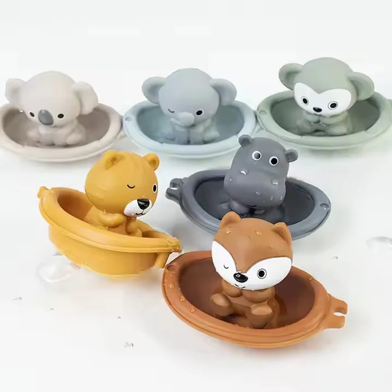 Crianças banho brinquedos animais para crianças bebê empilhável banheiro barco brinquedos eco animal boneca banho banheira brinquedo conjunto brinquedo educativo