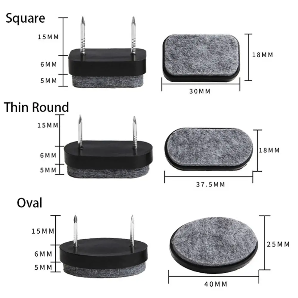 10pcs Furniture Slides Pads Felt Pad Floor Scratch Protector Mat Chair Leg Non-slip Sofa Foot Nails DIY Furniture Accessories