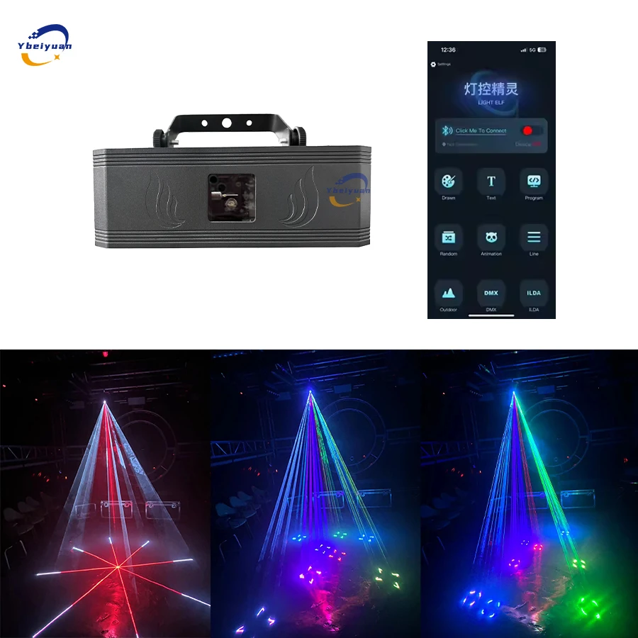 Z funkcją aplikacji Bluetooth 1W 2W 3W Projektor animacji 3D RGB pełnokolorowy efekt sceniczny DJ disco bar klub wesele impreza światło