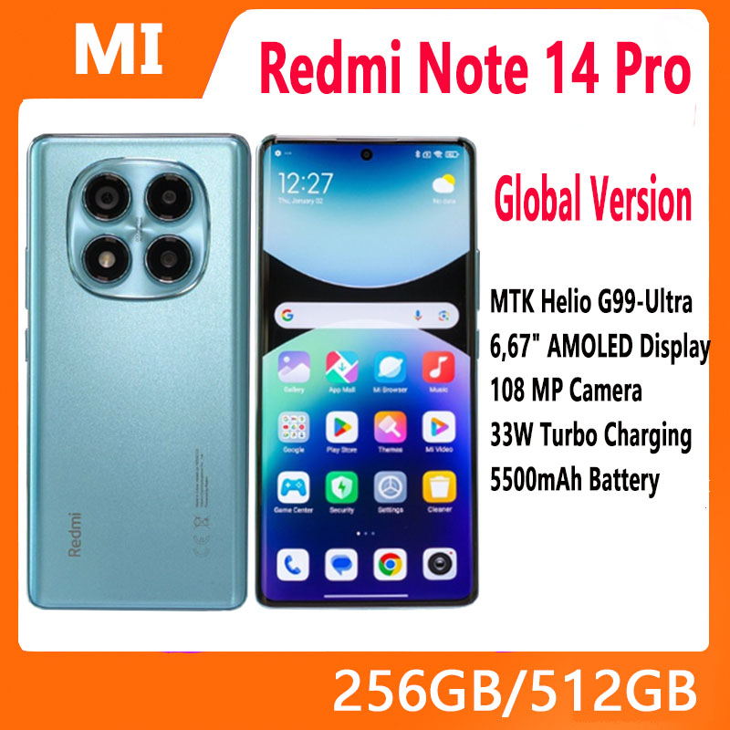 Estreia mundial versão global xiaomi redmi note 14 pro 4g smartphone 200mp câmera ai mediatek helio G100-Ultra 6.67 "5500mah