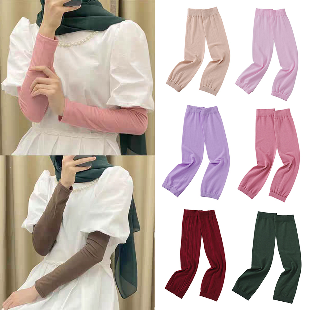 Mangas muçulmanas islâmicas luvas braço capa hijab tecido elástico mangas árabes novo elástico sol braço mais quente médio oriente ramadan