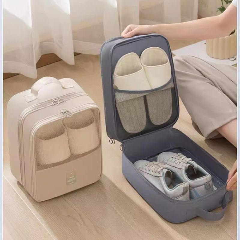 Travel Shoe Bag Storage Bag Washed Diagonal Breathable Mesh Multiple Pairs of Shoes Portable Shoe Box for Business Trips