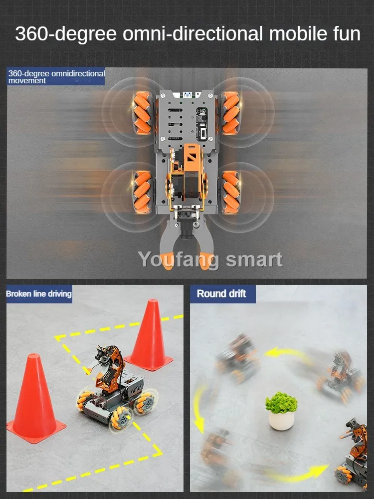 4WD Mecanum ล้อหุ่นยนต์รถกล้อง Claw 4 Dof แขนหุ่นยนต์สําหรับ Raspberry Pi 4B หุ่นยนต์ DIY ชุดเปิด AI Python Starter Kit