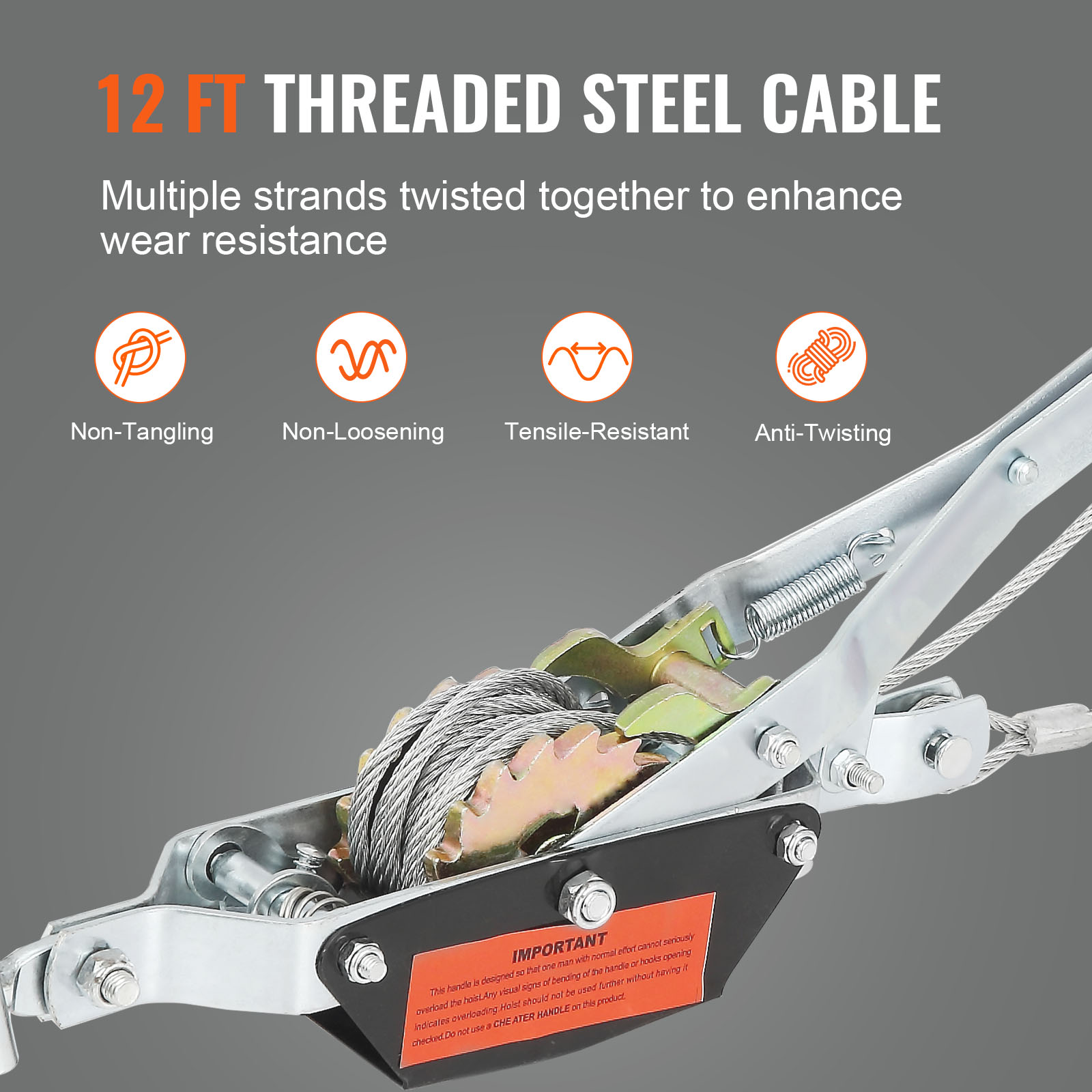 SucceBuy Come Along Winch 2/4/5 Ton Pulling Capacity Heavy Duty Ratchet Automotive Hoist Power Cable Puller for Vehicle Rescue