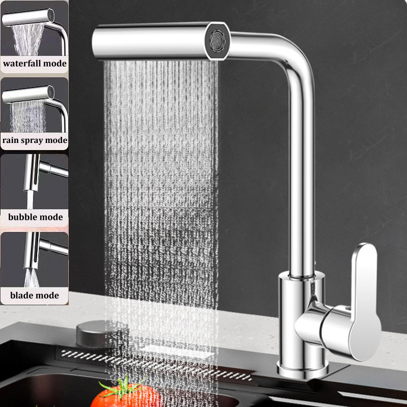 Универсальный вращающийся кухонный смеситель, четырехскоростной водопад, универсальный вращающийся многофункциональный смеситель для горячей и холодной воды