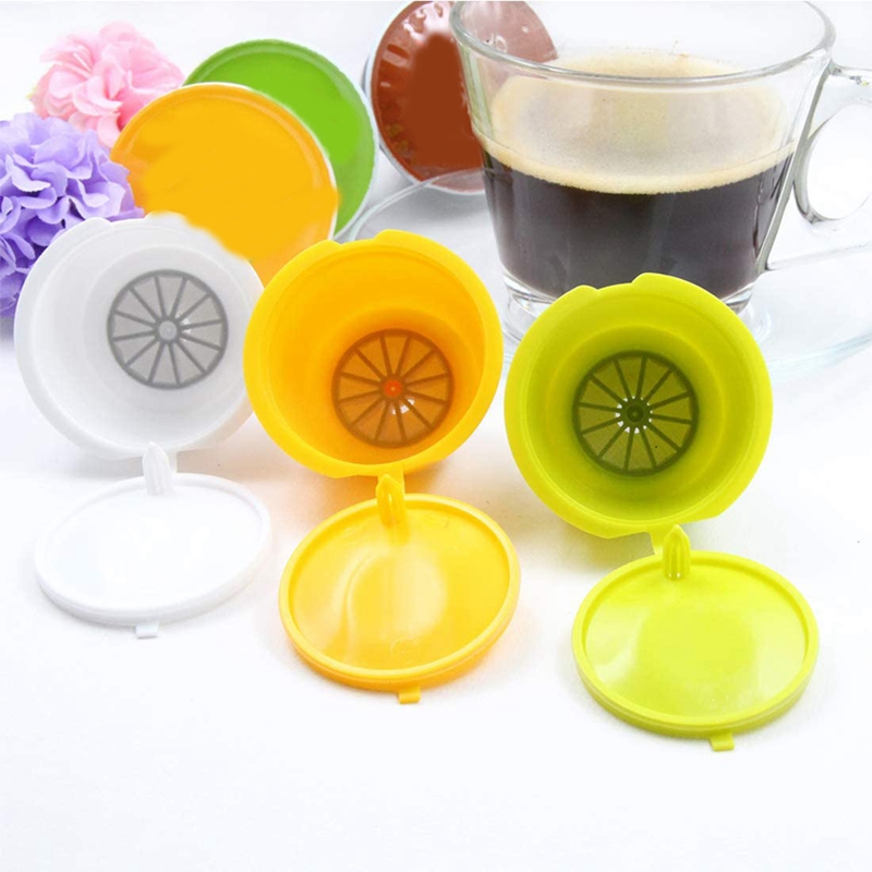 スプーンブラシ付きの詰め替え可能なコーヒーカプセル、再利用可能なポッド、ユニバーサルフィルター、ドルチェグスト、3個