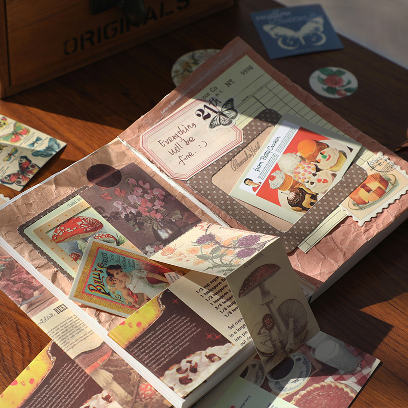 Yoofun 155 ชิ้น/กล่อง Scrapbooking Collage ขยะ Journal ตกแต่งของขวัญกล่องรวมสติกเกอร์เทปวัสดุกระดาษการ์ด Memo กระเป๋า
