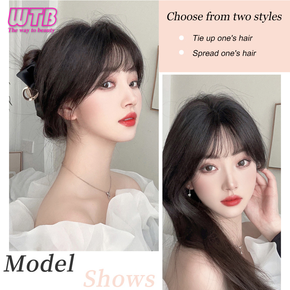 Wtb-female合成フリンジ、3Dフリンジ、自然ふわふわ、ヘッド交換、白の髪をカバー、偽の包帯