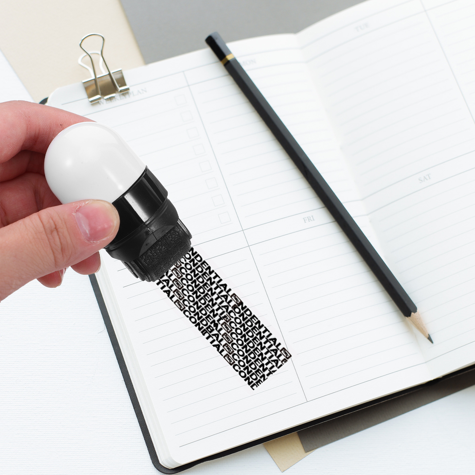 2 Stück Sichtschutz-Sicherheitsstempel, Doppelkopfrolle zum Blockieren persönlicher Info auf Versandetiketten, vertraulicher Adressblocker