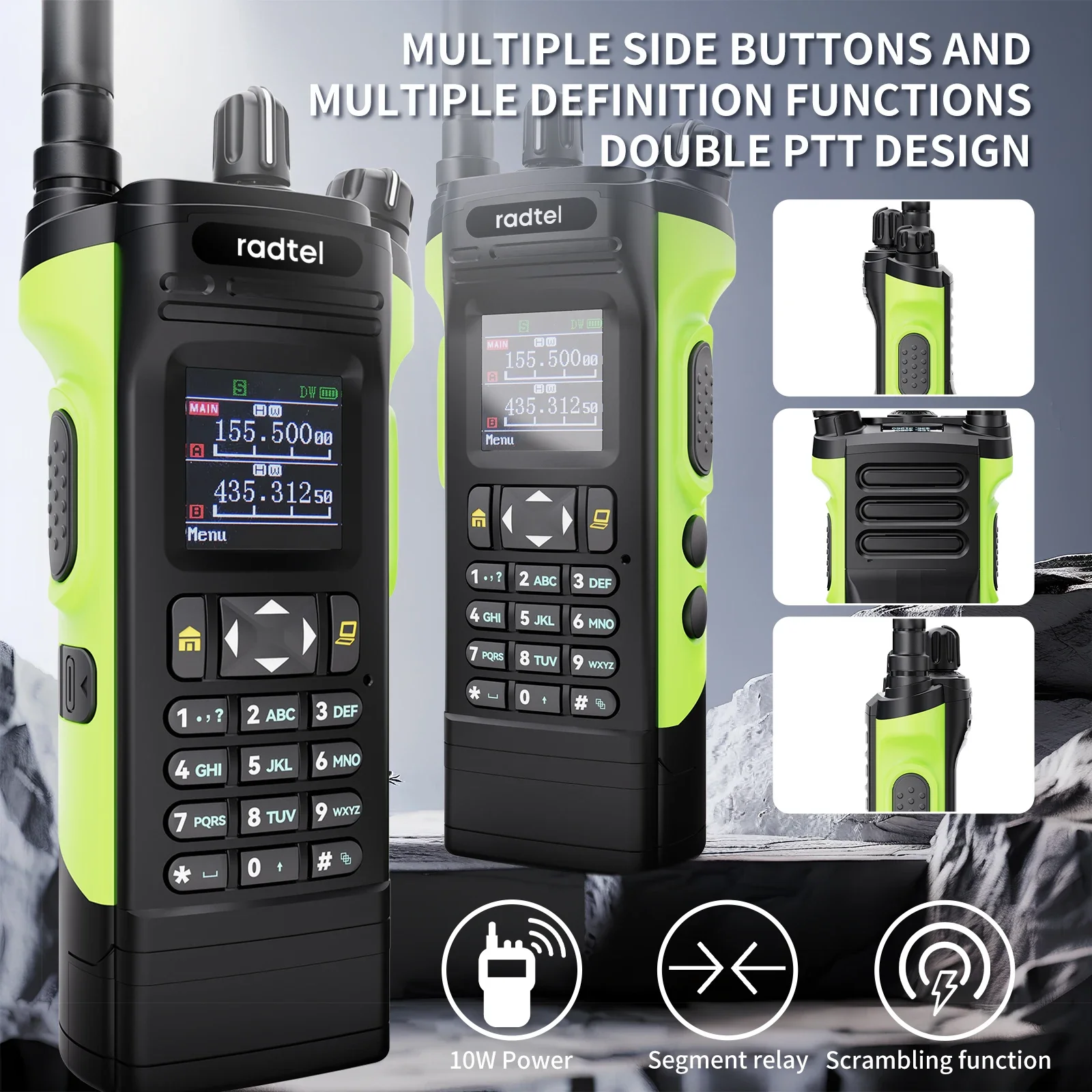 Radtel R8000 (APX-8000) 136–174/400–520 MHz Amateurfunk Dual-Display Air Band Walkie Talkie Tragbares Funkgerät mit großer Reichweite