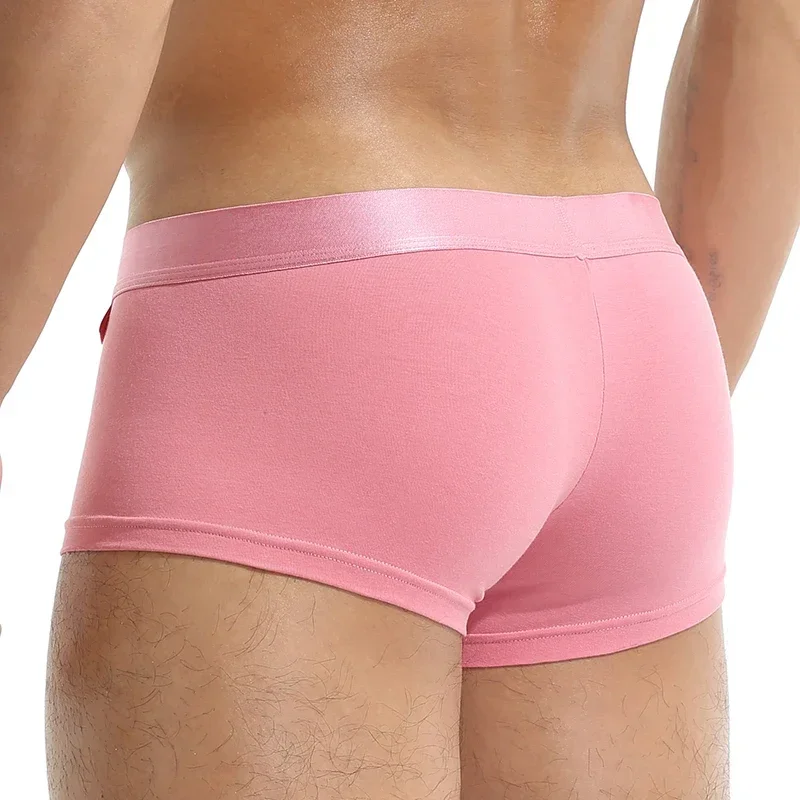 1/2 piezas de ropa interior con frente abierto para hombre, Boxer Sexy de algodón para hombre, pantalones cortos, bragas, bolsa transpirable, calzoncillos con bulto para hombre