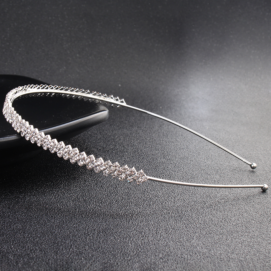 Copricapo da sposa con strass alla moda, copricapo in cristallo color argento, accessori per capelli da sposa, corone con strass per festa di compleanno da donna