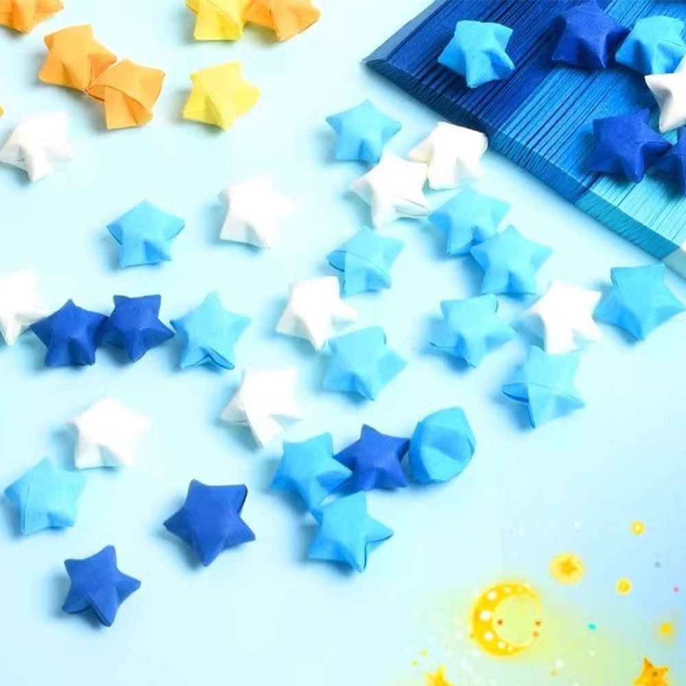 540Pcs Rainbow Gradient Origami Star Paper Strips Double-Sided DIY Craft for Scrapbook Gift Wrapping Home Decor Party Supplies