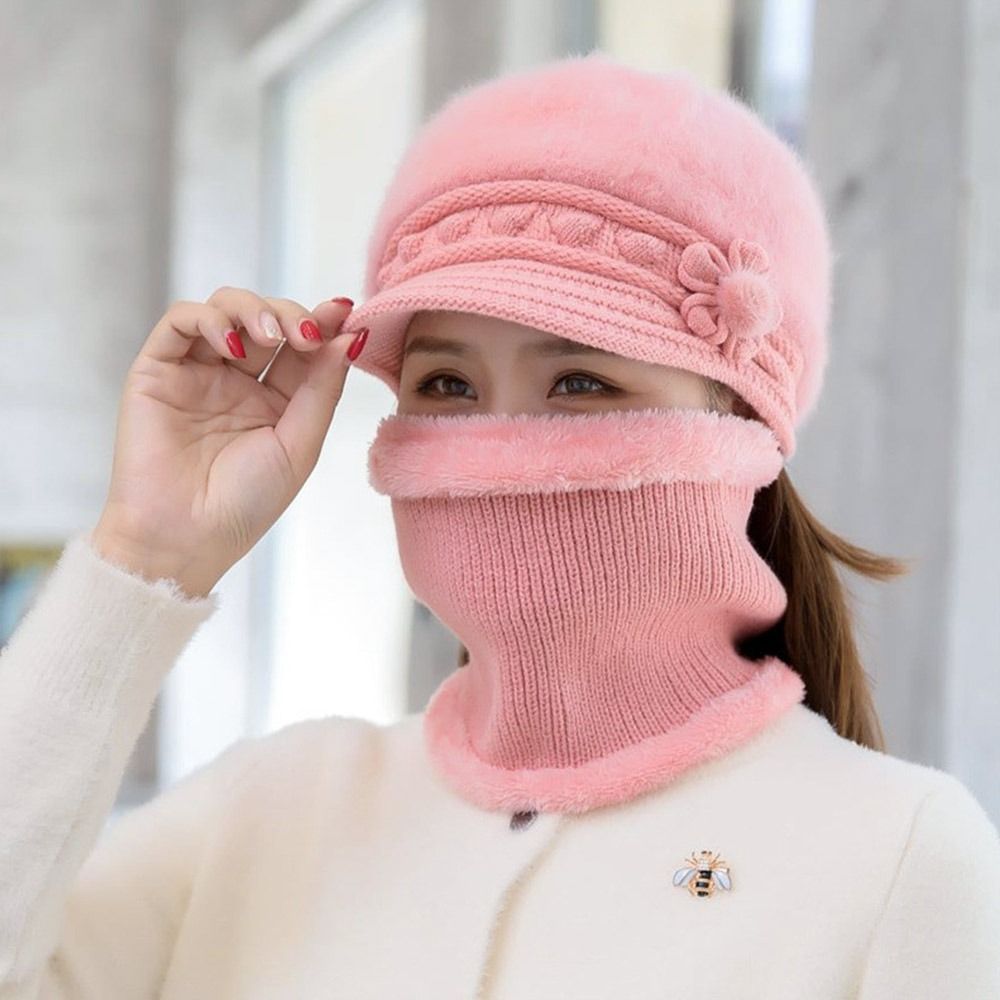 3 Stks/set Winter Warme Gebreide Muts Nekbescherming Winddichte Sjaal Handschoenen Set Buiten Pluche Sjaal Cap Vrouwen