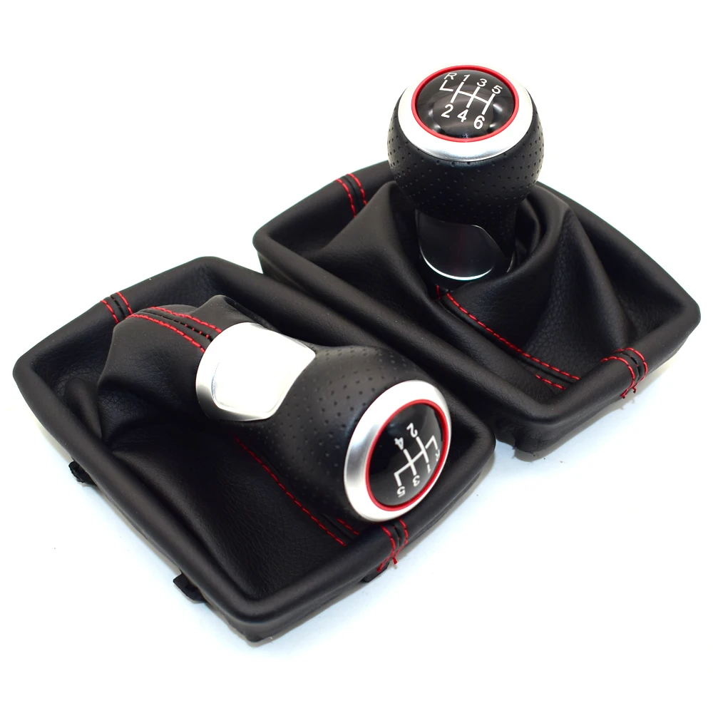 Fit For Audi A4 B6 B7 2000-2008 Manual 5 6 Speed Car Gear Shift Shifter Knob Lever Handle Head With Leather Dust-Proof Cover