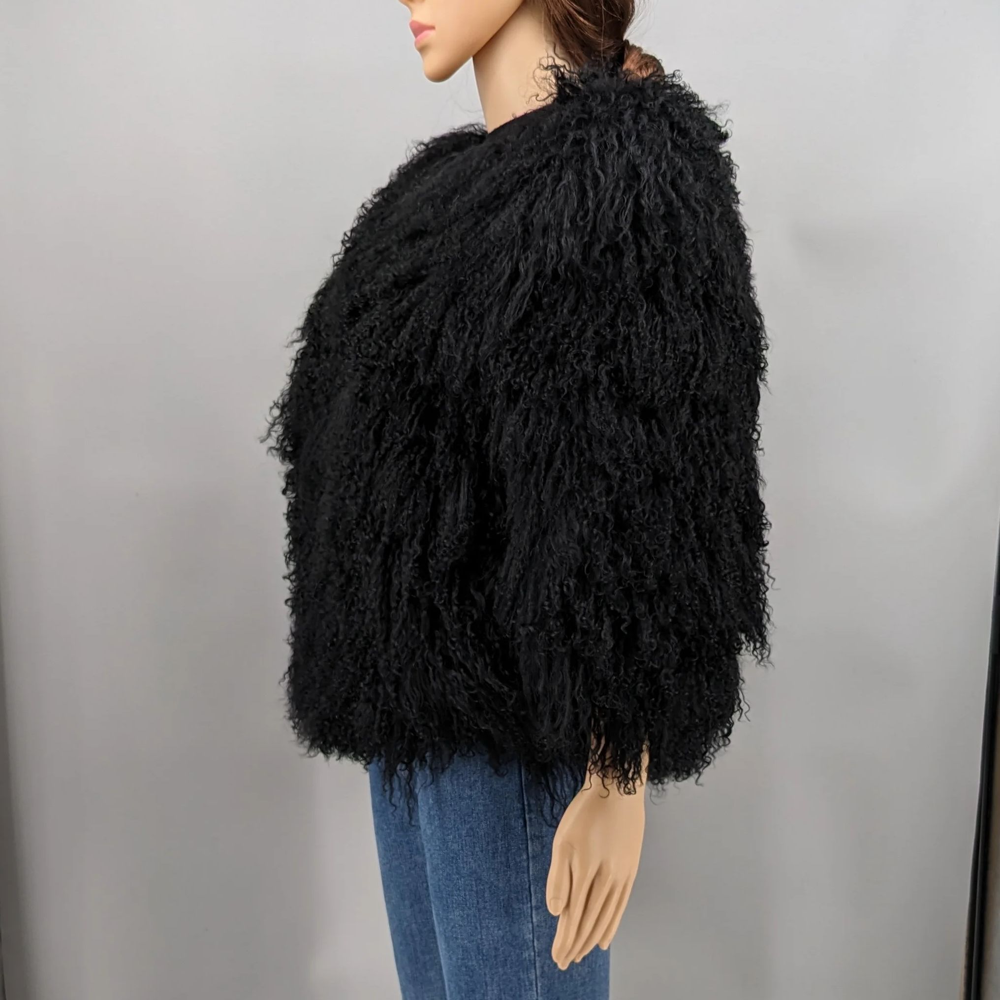 Women's Winter Mongolian Sheep Fur Fluffy Natural Fur Jacket Lady Thick Warm Outerwear eight-sleeve 240903