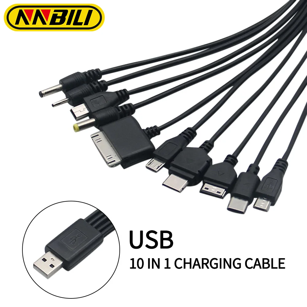 NNBILI Uniwersalny wielofunkcyjny kabel USB do ładowania telefonu 10 w 1 Wielogłowicowy kabel do ładowania do ładowarki Samsung Nokia