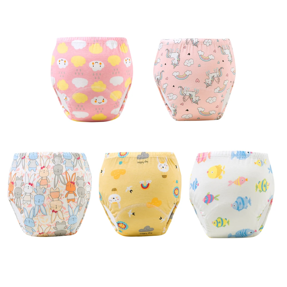 5 pçs/lote calças de treinamento de algodão do bebê calcinha 6 camada fraldas de pano à prova dwaterproof água reutilizáveis toolder fraldas fralda roupa interior do bebê