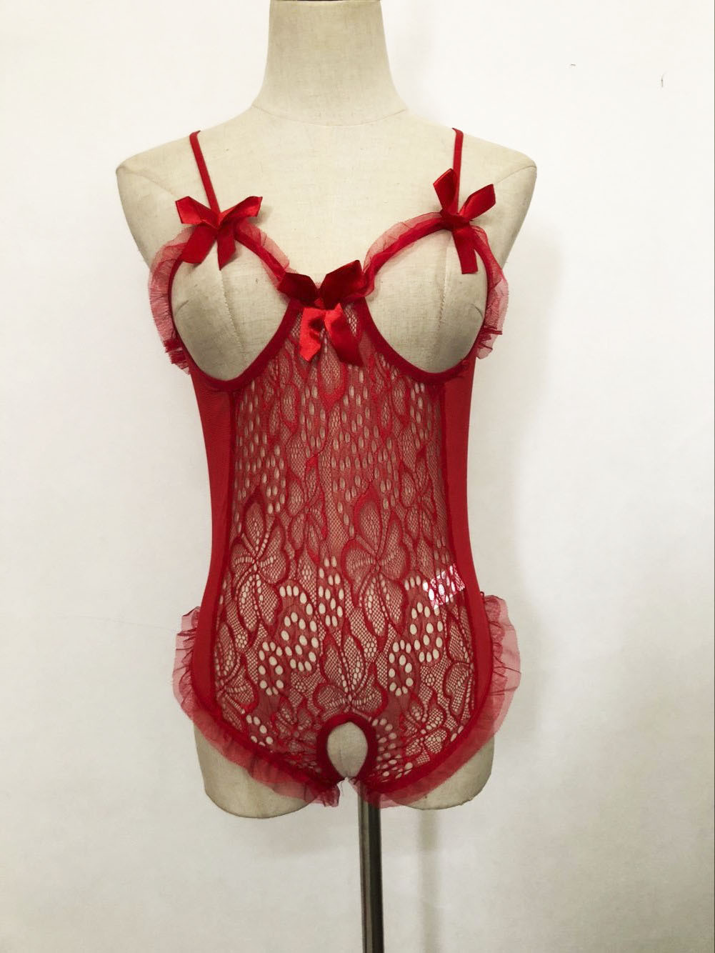 Sexy lingerie de renda plus size roupa interior feminina renda moldar arco-decorado sexy estilo exótico vestido justo terno