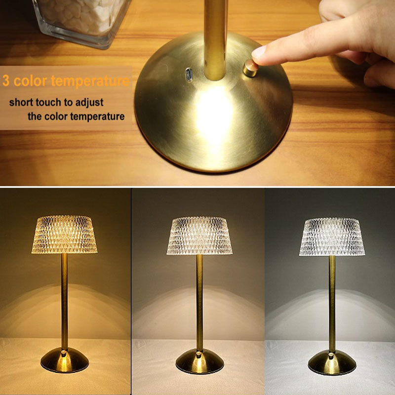Lámparas de mesa de cristal, lámpara de escritorio de barra Led Retro de diamante, recargable por USB, protección ocular, luz nocturna para dormitorio, Hotel, oficina, boda