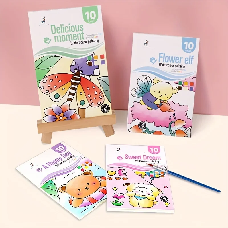 สมุดวาดภาพสีน้ำพร้อมหนังสือ 1 เล่ม 1 ปากกาผงน้ำกราฟฟิตี้วาดภาพสีภาพระบายสีกระดาษวาดภาพ