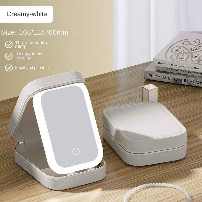 Custodia cosmetica Smart LED con borsa per trucco da viaggio a specchio Piccola custodia per trucco per estetista femminile carina per prodotti per la cura della pelle per le donne