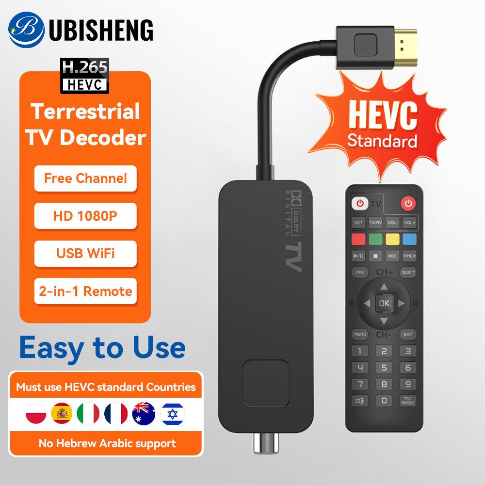2 Chiếc UBISHENG U3mini DVB T2 HDMI TV Stick H.265 DVB-T2 Kỹ Thuật Số Mặt Đất Bộ Giải Mã USB 2.0 Bộ Giải Mã Truyền Hình Kỹ Thuật Di Động HD TV Box