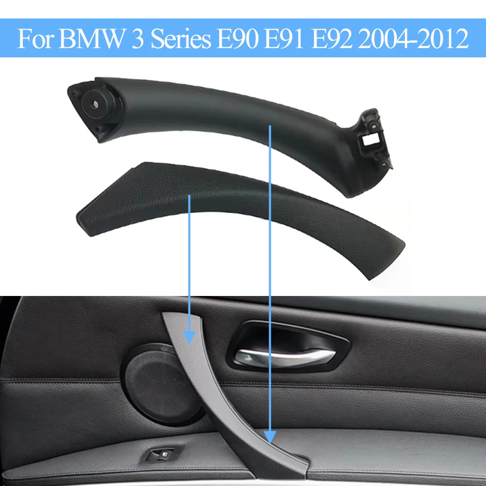 Schwarz Links Rechts Innen Tür Pull Griff Kit Panel Pull Abdeckung Trim Für BMW 3er E90 E91 E92 2004-2012 316 318 320 325 328i