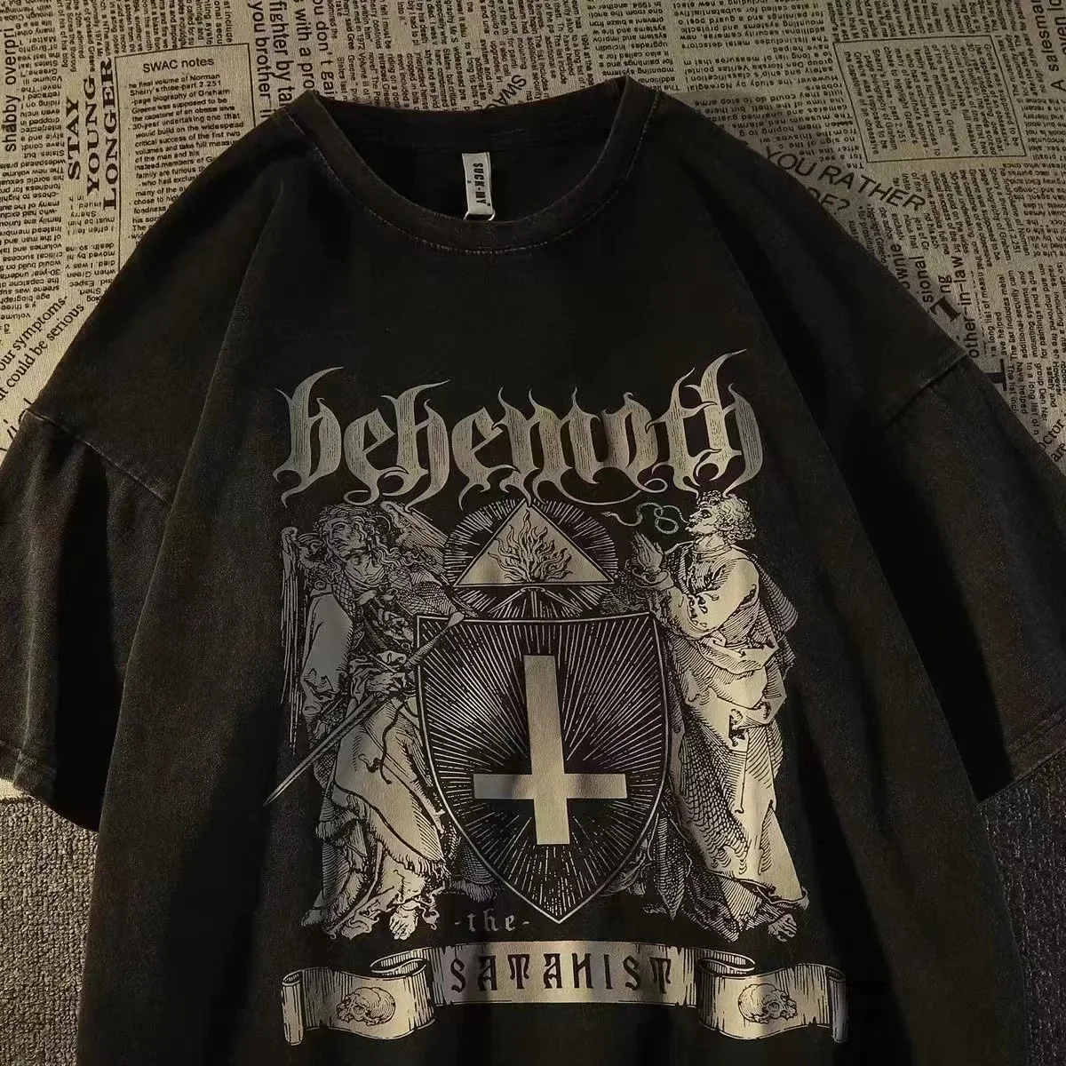 女性 Tシャツ悪魔プリントアニメゴシック特大 Tシャツ半袖 Tシャツ Y2k パンクヴィンテージおかしいストリート夏トップス服