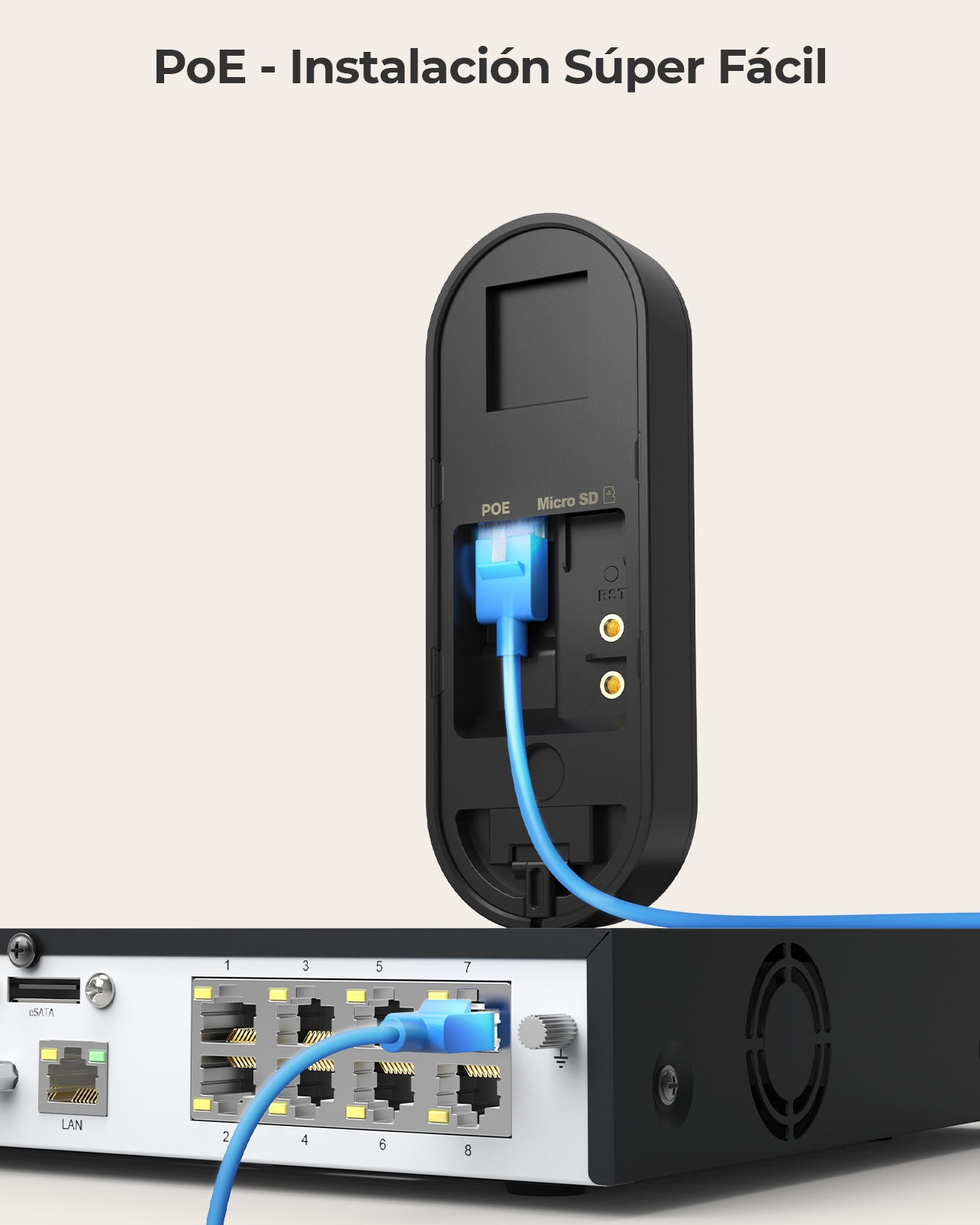 Timbre con video PoE de 5 MP de Reolink, intercomunicador con video para el hogar inteligente, detección de personas, gran angular de 180°, audio bidireccional, timbre con cable y timbre