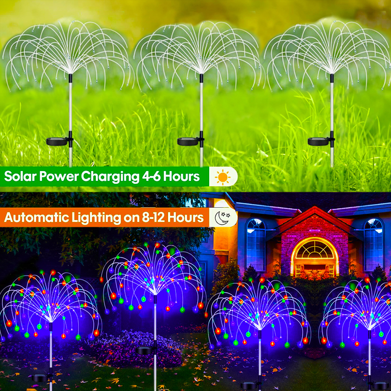 LED feu d'artifice solaire lampe extérieure jardin décor voie fée lumières étanche noël cour balcon Patio pelouse lumière solaire