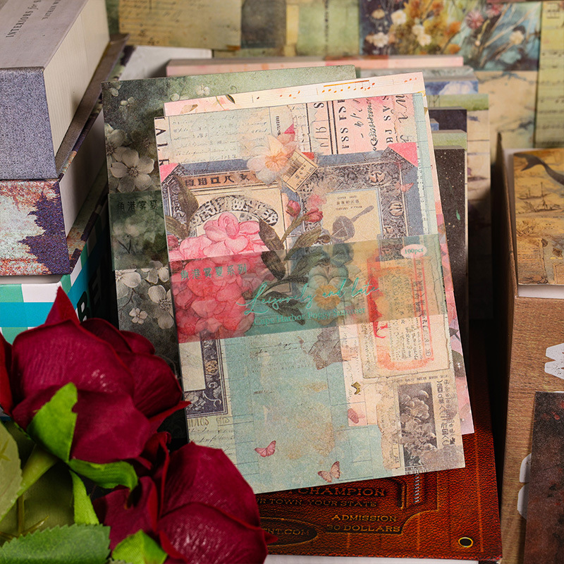 Mr. Paper-Papier de fond pour message, scrapbooking décoratif, cadre photo, carte de matériel de coucher de soleil de fleur, 100 feuilles/livre