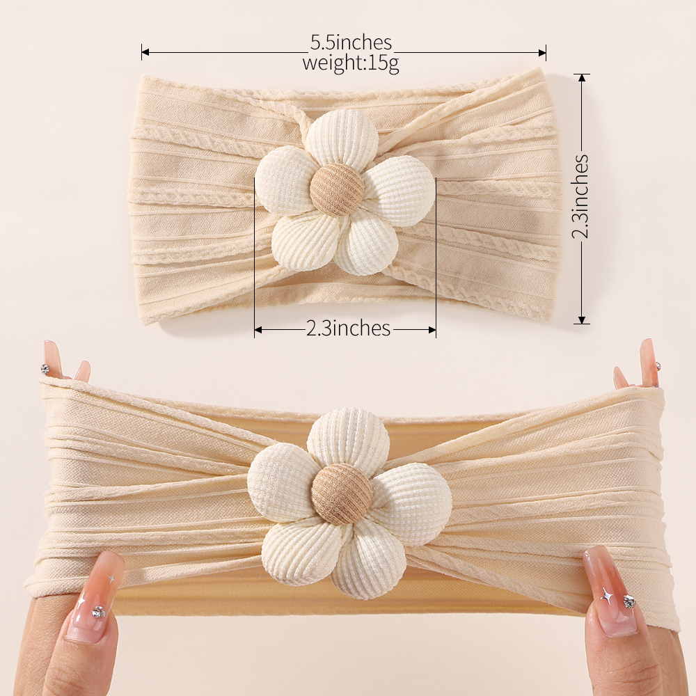 1Pc Baby Nylon Headscarf Astique Suitable Newborn Girl Flower Handmade Headband Elastic Hairband Turban Toddler Hair Accessories