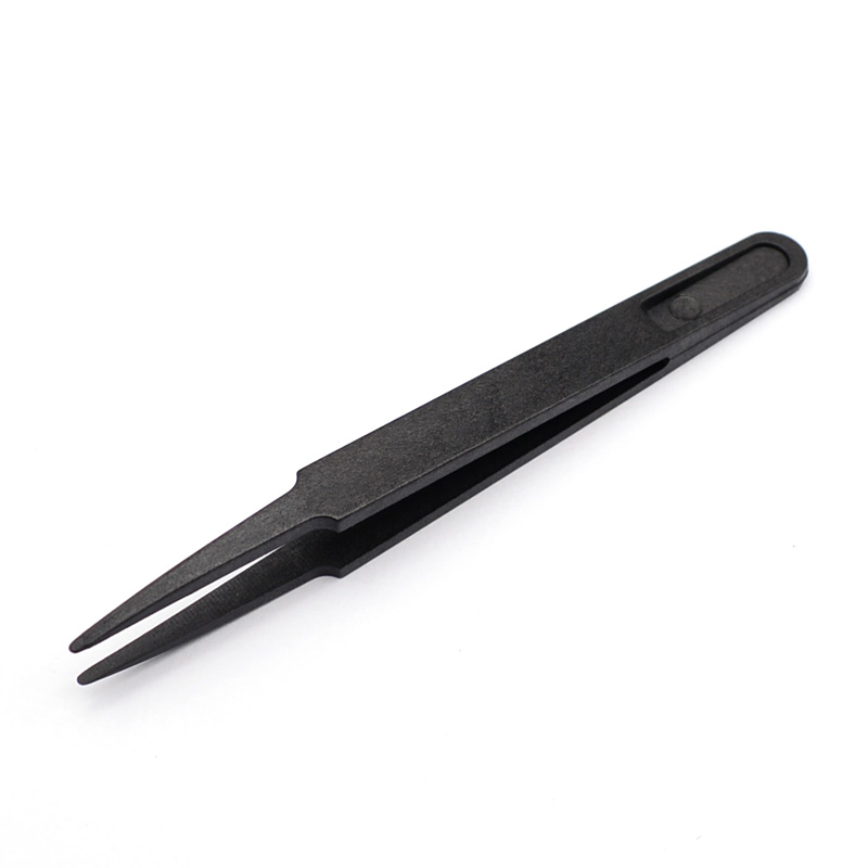 新到着 5 ピース/セットポータブル黒ストレートベンド帯電防止プラスチックピンセット耐熱修復ツール